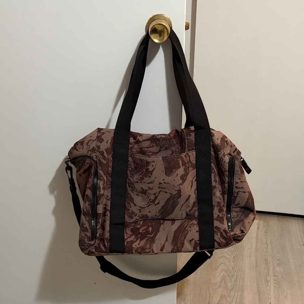 Stylish Brown-Gray Patterned FLX Duffle Bag
